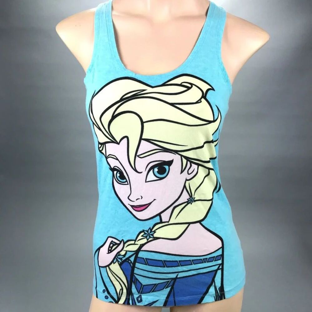 Disney Frozen Queen Elsa Light Blue Graphic Tank Top Size M